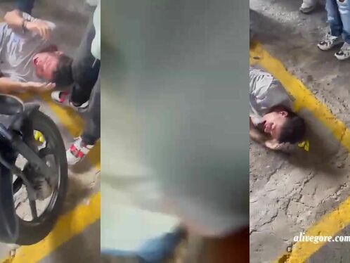 Drunk Motorcycle Rider Caused An Accident And Was Kicked By A Gangster