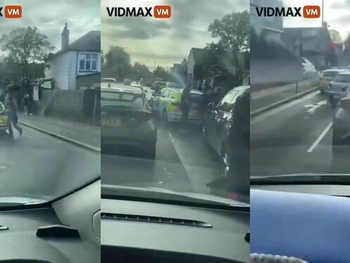 Police Vehicle Had An Accident And A Policeman Was Knocked To The Ground