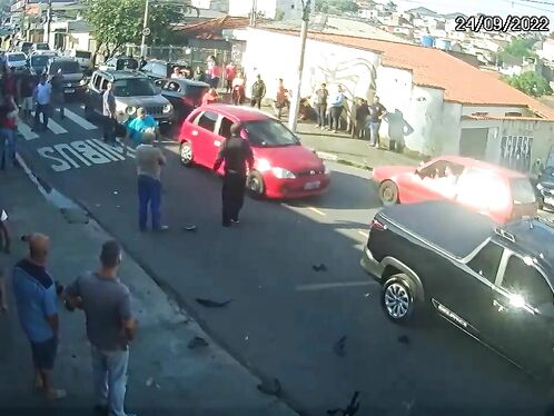 An Idiot Was Driving And Turning Left And A Motorcycle Passed Him