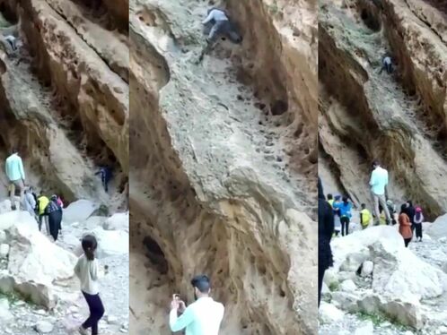Crowds Watch Tourists Falling Off A Cliff In Ilam Province