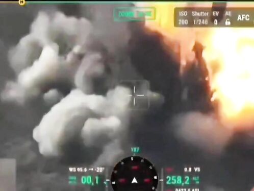 Russian Vehicle Drives Over Landmine, Soldiers Sent Into Orbit