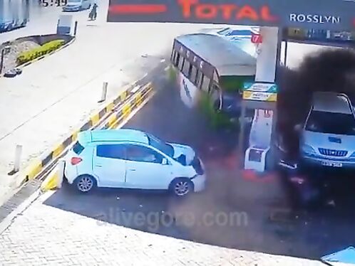 The Bus Lost Control And Crashed Into A Gas Station.