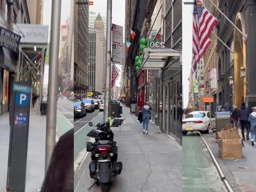 Manhattan In Spotlight As Drivers Drive On Sidewalks