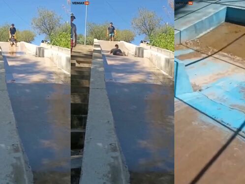 Man Transforms Into Accordion While Sliding Down Slide