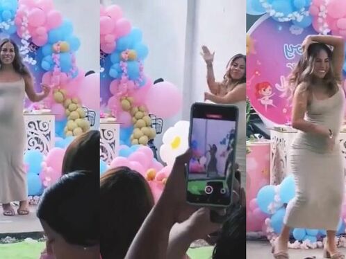 Pregnant Woman Shows Off Her Sexy Side At Gender Reveal Party