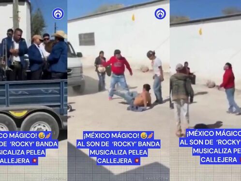 Mexican Band Plays Rocky During Street Fight