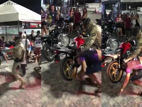 Crazy Soldier Humiliates Biker