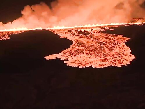 Icelandic Volcano Spews Glowing Lava