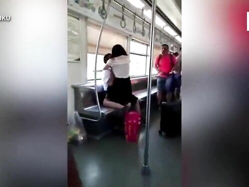 Chinese Woman Loses Consciousness And Jumps Towards Male Passenger On Subway