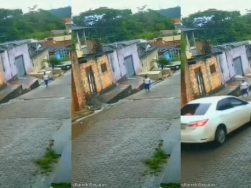 Part Of The Building Collapsed On Top Of The Car