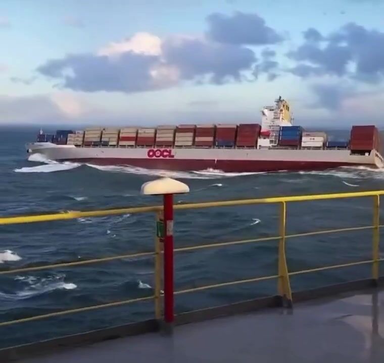 Container Ship In Rough Sea