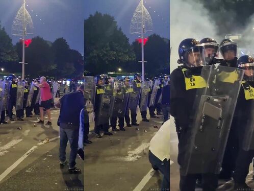Drunk Man Attacks Riot Police In Plymouth, England