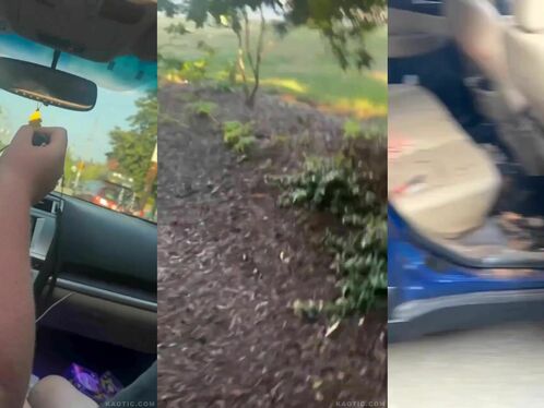 Idiot Teenagers Set Off Firecrackers In Car