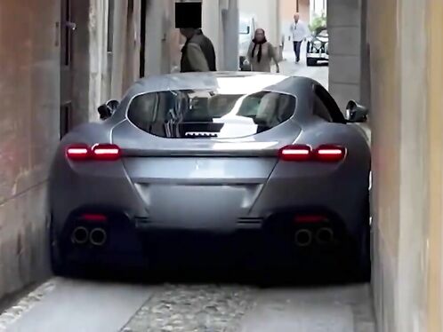 Ferrari Roma Stuck In Narrow Street