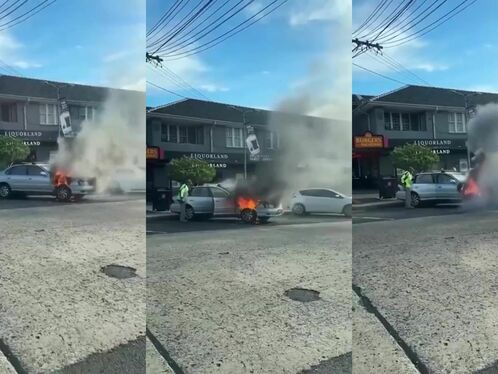 Man Ignores His Car As It Catches Fire And Fills It With Beer