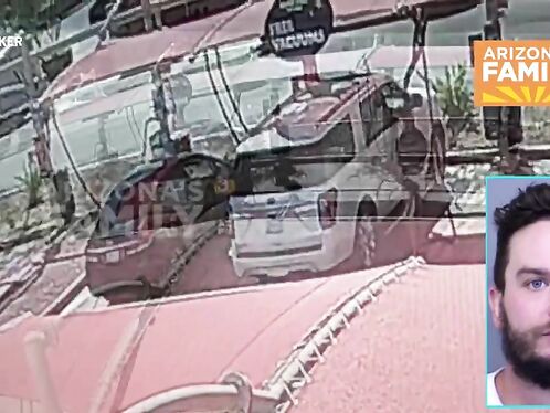 Surveillance Camera Captures Man Crawling Under Car And Staring At Woman's Feet