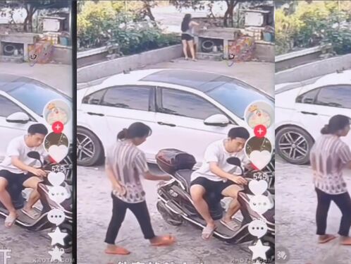 Old Girl Reaches For His Junk