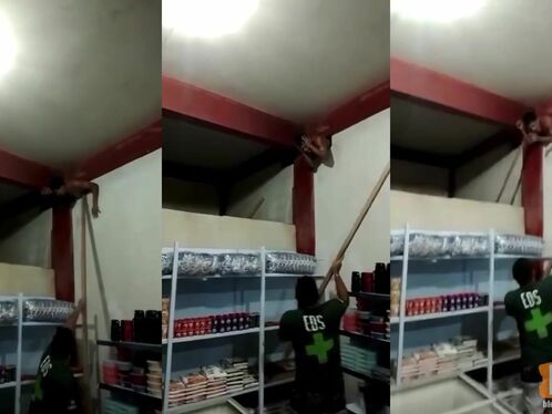 Thief Trapped In Wall And Beaten With Sticks Like A PiÃ±ata