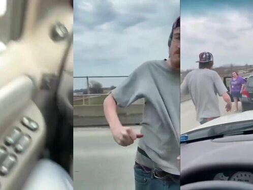 Angry Guy On The Street Trying To Break A Window And Walk Away