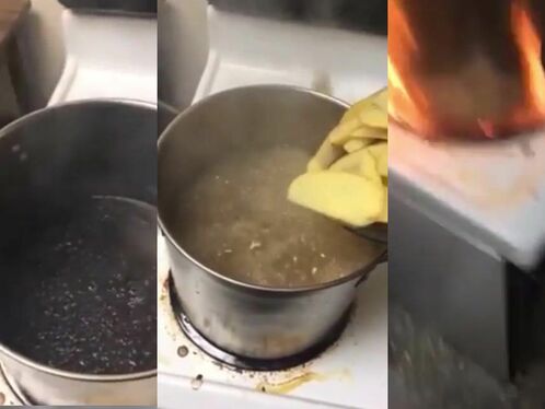 Preparing French Fries With Boiling Tar