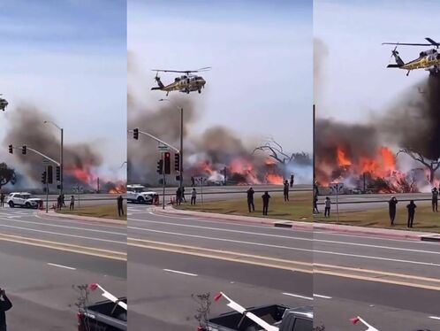 The Firefighter Was Hit By Water.