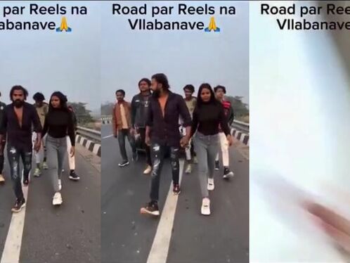 A Group Of Indians Filmed A Video On A Busy Highway