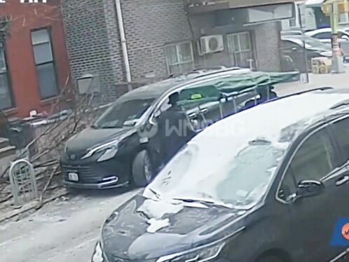 Minivan Hits Sidewalk