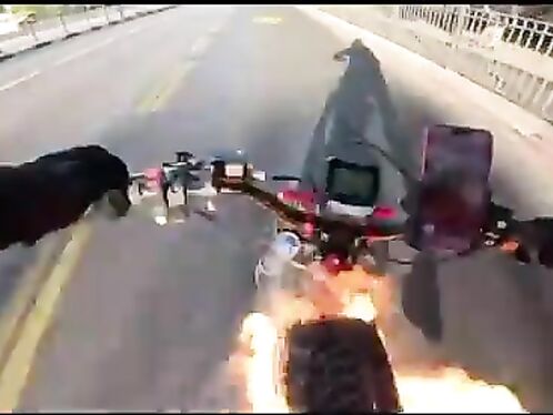 Man Catches Fire While Riding Bicycle