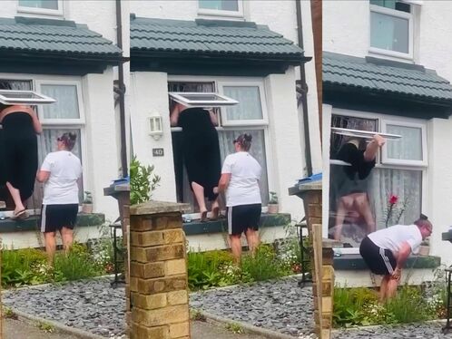 British Woman Trapped Outside Window