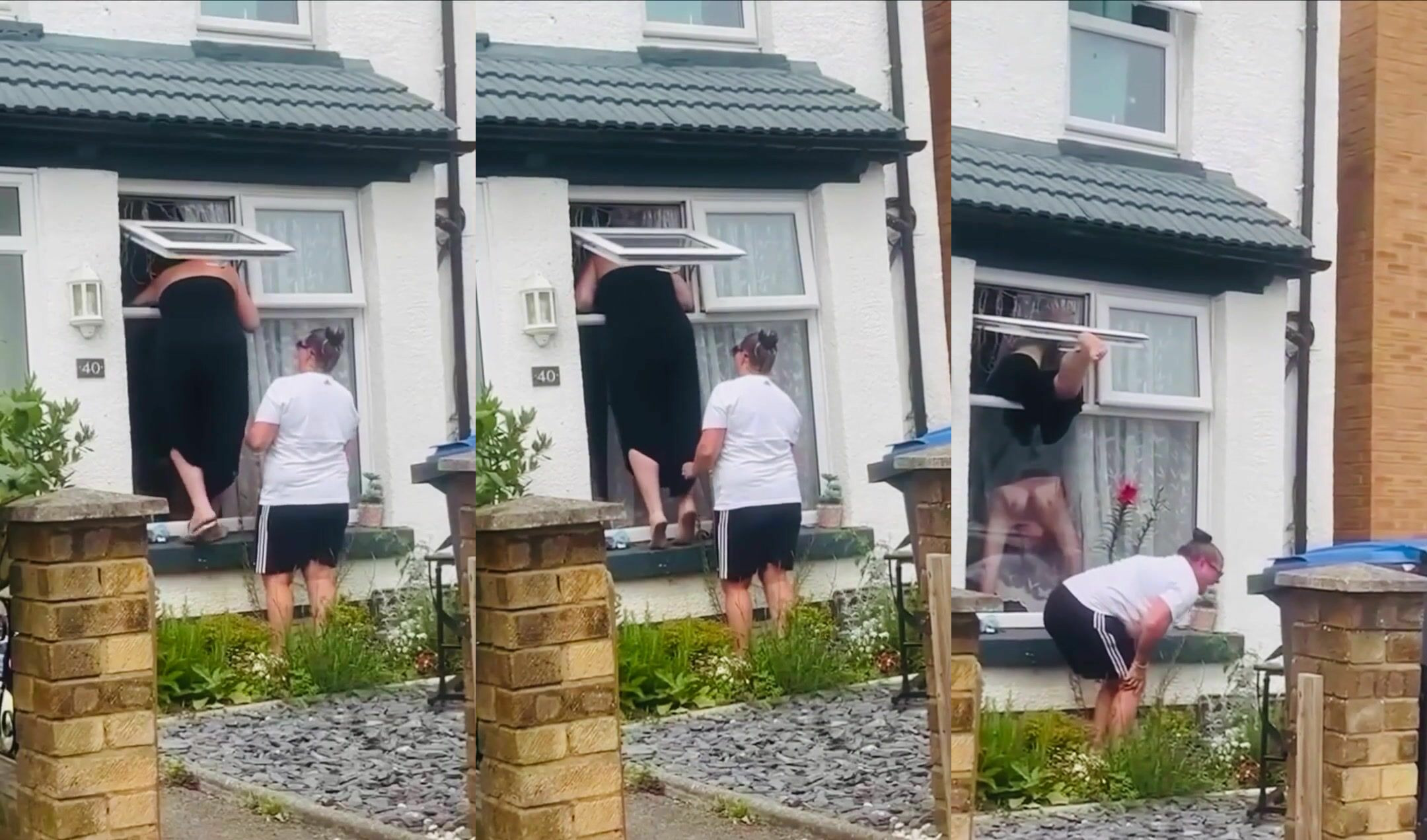 British Woman Trapped Outside Window