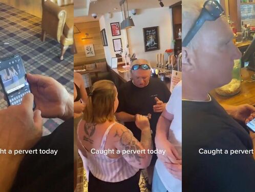 Pervert Takes Pictures Of Slut's Wet Ass In Bar