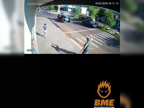 Farmer Drives Tractor Over Woman Crossing Road