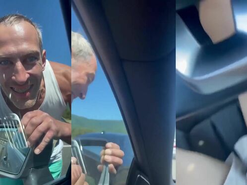 Crazy Man In Vest Wants Her Door Mirror