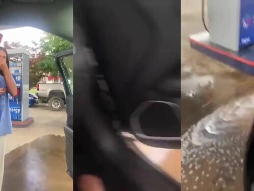 Girl And Gas Station