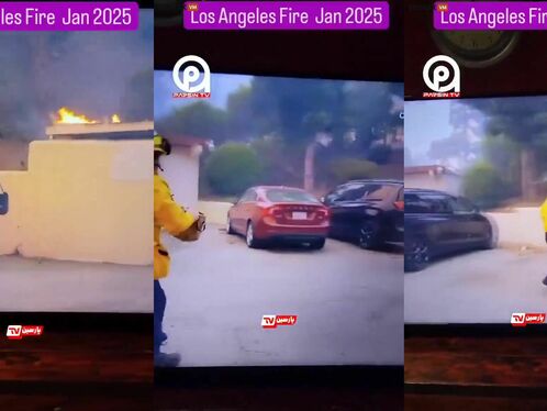 Los Angeles Firefighters Use Bags Filled With Water