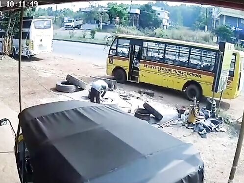 Man Backflips After Tractor Tire Bursts
