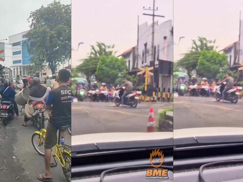 Man Parks Motorcycle On Railroad Tracks, No One Stops Him