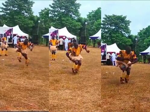 Dancer kicks up dirt at a cultural festival