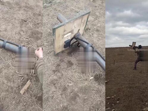 Russian Soldiers Fire A Simple Portable Rocket Launcher