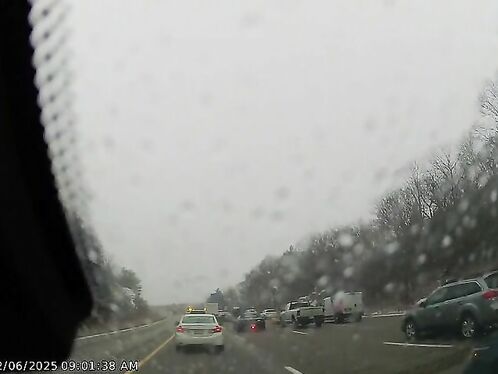 An Idiot Was Forced Off The Road While Trying To Overtake A Sand Spreading Truck