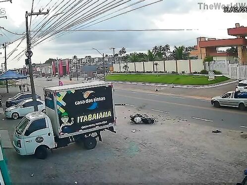 Motorcyclist Becomes Gumby After Being Hit And Killed While Making A U-turn