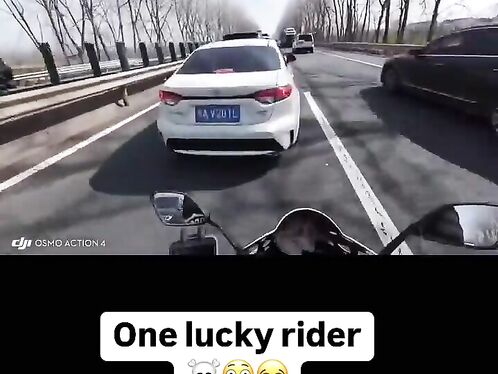 Motorcyclist Nearly Crushed By Pancake