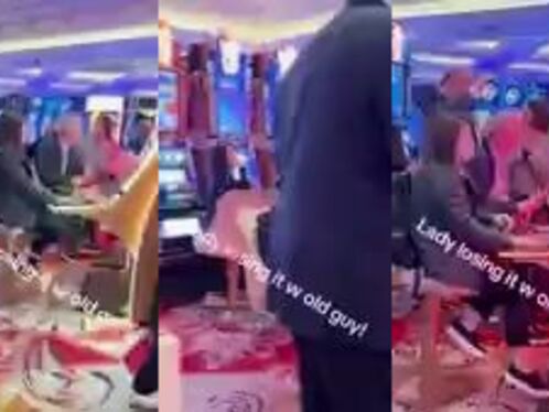A Woman Yelled At An Elderly Man Sitting At A Slot Machine In A Casino
