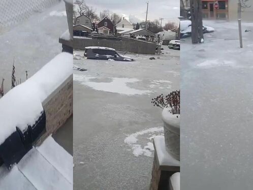 Detroit Flooded And Frozen Overnight