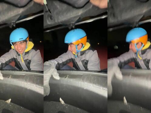 Being Towed By A Tractor-trailer At Highway Speeds