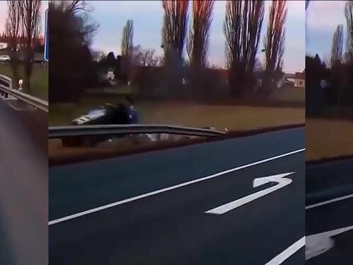 Police Car Rolls Violently After Collision