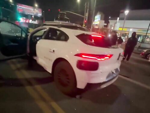 A Waymo Car Was Attacked By A Mob In Los Angeles
