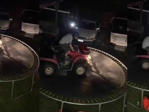 Riding An ATV From A Trampoline