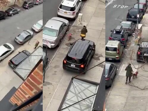 Stupid Drivers Endanger Pedestrians On The Sidewalk