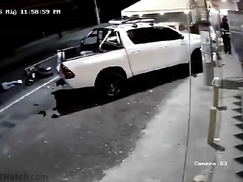 The Motorcyclist Did Not See The Parked White Pickup Truck